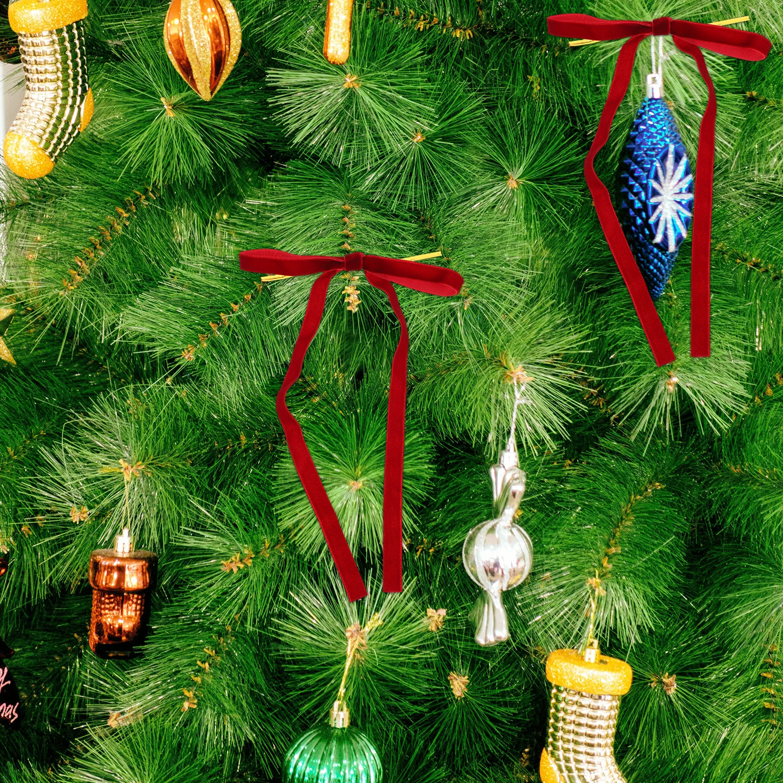 

24Pcs Xmas Tree Bows Rustic Vintage Holiday Decor Party Decoration Bowknots Unique Design Crafting Supplies