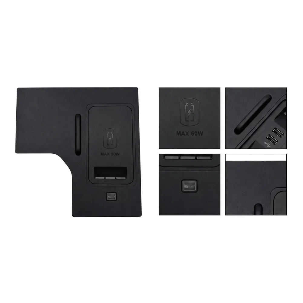 for Toyota For Prado LC250 2024-2026 Center Console Wireless Charger 50W Quick Power ABS Black 12V Easy Setup No Tools