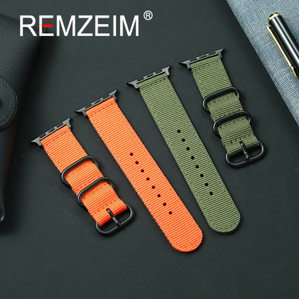 Grünes, Oranges und Schwarzes Nylon-Sportarmband für Apple Watch 38/40/41/42/44/45/46/49mm für iWatch 1-11 SE Ultra 3 2 Uhrenarmbänder