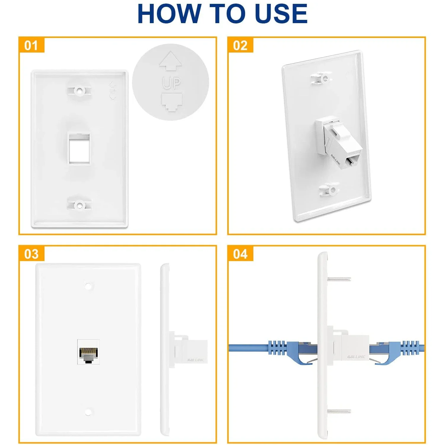 ZoeRax Keystone Jack Wall Plate USA Faceplate, Low Profile Ethernet WallPlate Single Gang FacePlates for Keystone Coupler - 1PCS