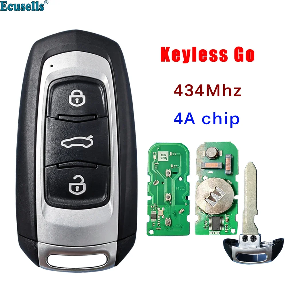 

Intelligent Card Smart Remote Key 3 Button 434MHZ with 4A Chip for GEELY EMGRAND EC7