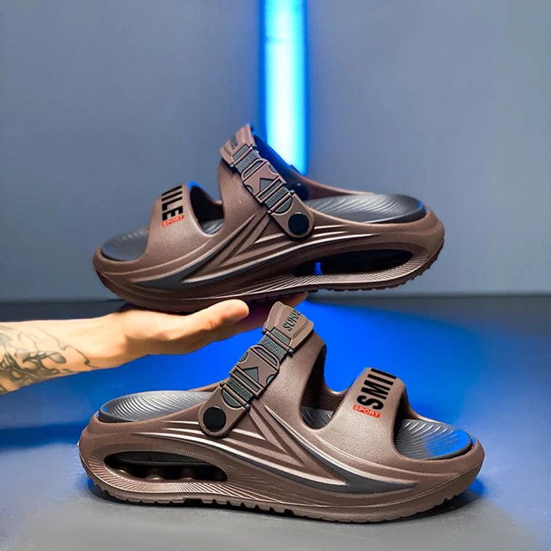

Men's Summer Sports Sandals Anti-Slip Deodorant Thick Bottom Water-Proof Beach Sandals Two-Way Wearable Slip-On Casual Shoes