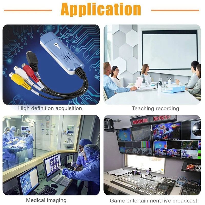 USB 2.0 Video Capture Card VHS VCR TV To DVD Converter For Mac OS X PC Windows 7 8 10