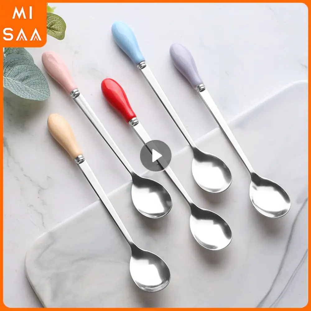 1PCS Tableware 304 Stainless Steel Cute Individual Minimalist For Gift Kitchen Accessories Coffee Spoon Creative Matte Black