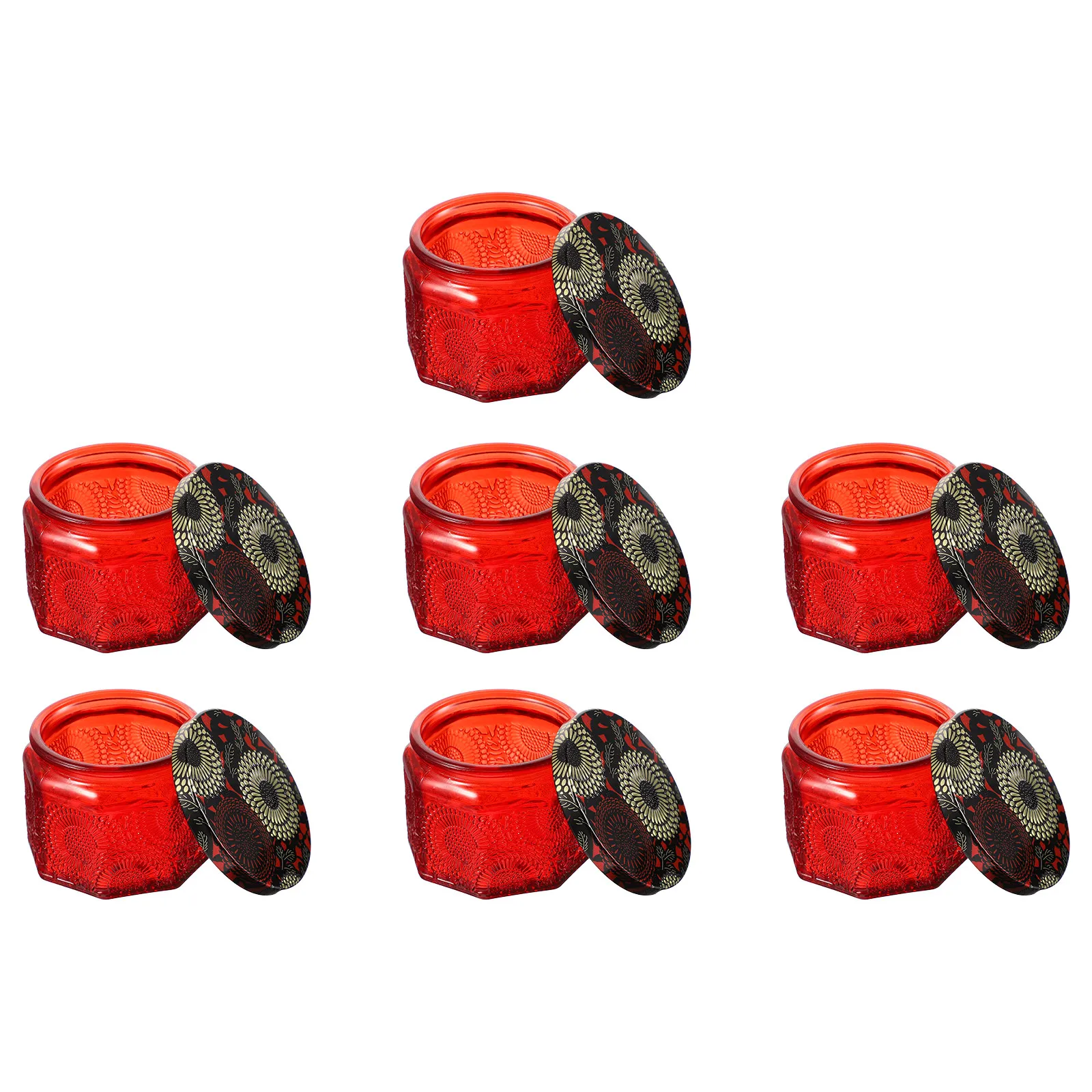 

7Pcs Storage Jar Embossed Glass Holder for DIY Making Scented Candles Home Decoration Banquet