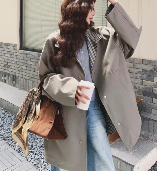 SuperAen 2025 春と秋の新作シンプルな女性の 1 ボタン中長ブレザー ジャケット