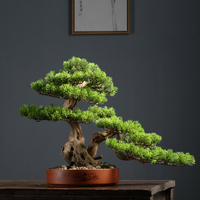 Simulated welcome pine bonsai office ornament Chinese green plant living room interior decoration light luxury