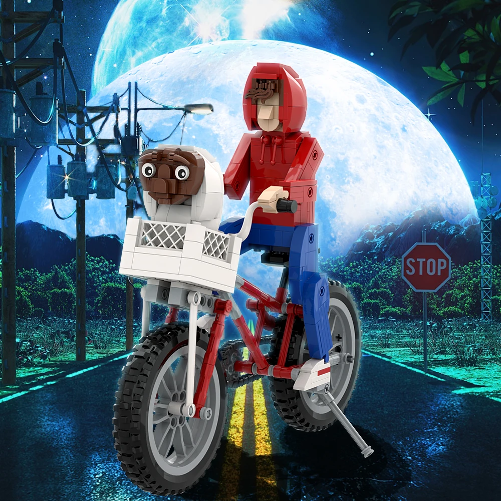 MOC ET Alien Bicycle Model Building Blocks Movie & TV Character Model Building Blocks Educational Toys Decorative Pieces