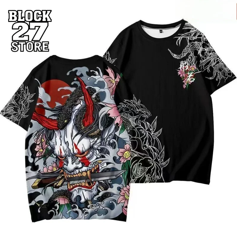 Mens T Shirt 3D Ghost Print Black White Streetwear Harajuku Unisex Loose Fit Short Sleeve Casual Fashion Trend New Arrival Youth