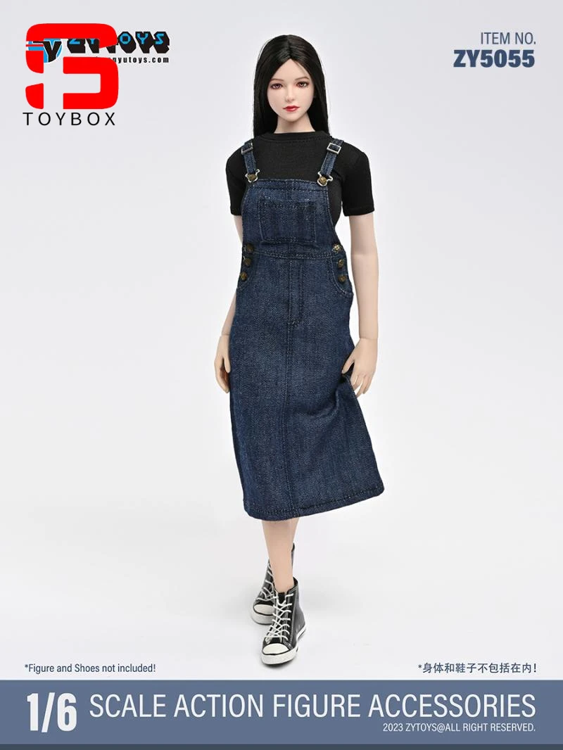 ZYTOYS ZY5054 ZY5055 1/6 mono vaquero/falda larga conjunto de camiseta modelo de ropa apto para muñecas de cuerpo de figura de acción de soldado femenino de 12 pulgadas