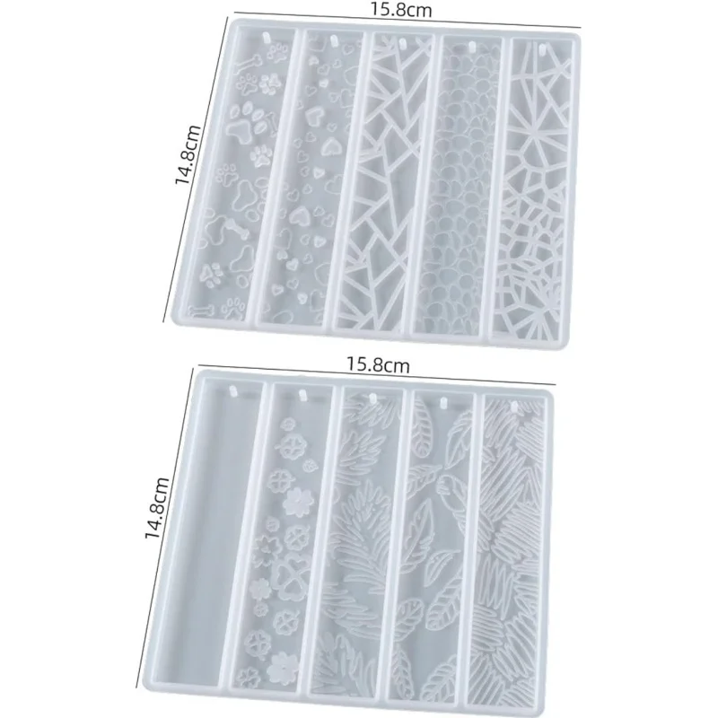 DIY Crystal Epoxy Resin Mold Leaves Cat's Claw Love Flower Rectangular Full Page Bookmark Silicone Mould