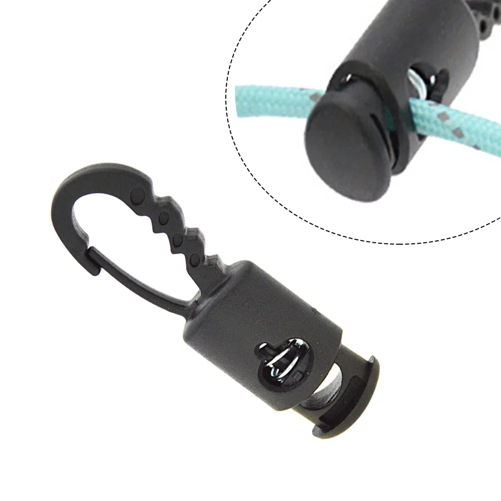 10 PCS Outdoor Camping Windproof Rope Spring Hook With Mobile Storage Hook Windproof Non-slip Clothesline Positioning Clip Parts