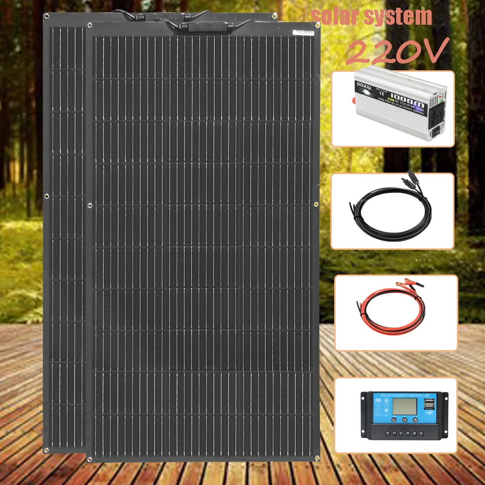 

XINPUGUANG Flexible solar panel Kit System 100W ,200W 300W 400W 500W 1000W Independent use of off-grid solar panels modules cell