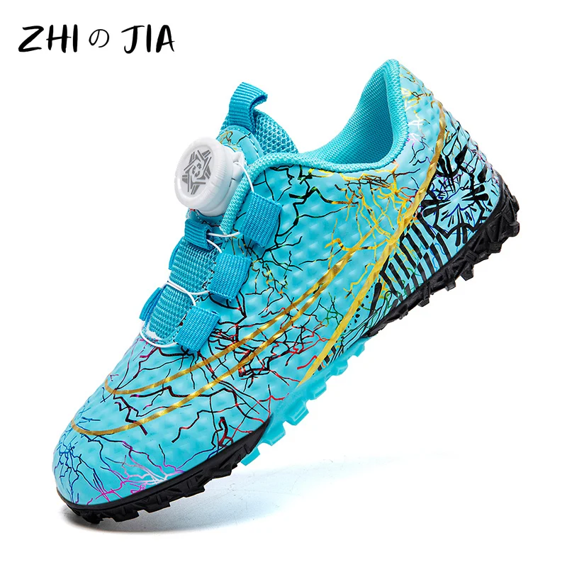 

New Low Top Rotating Buckle Children's TF Football Shoes Professional Training Sneaker Fashion Lightweight Anti Slip Footwear