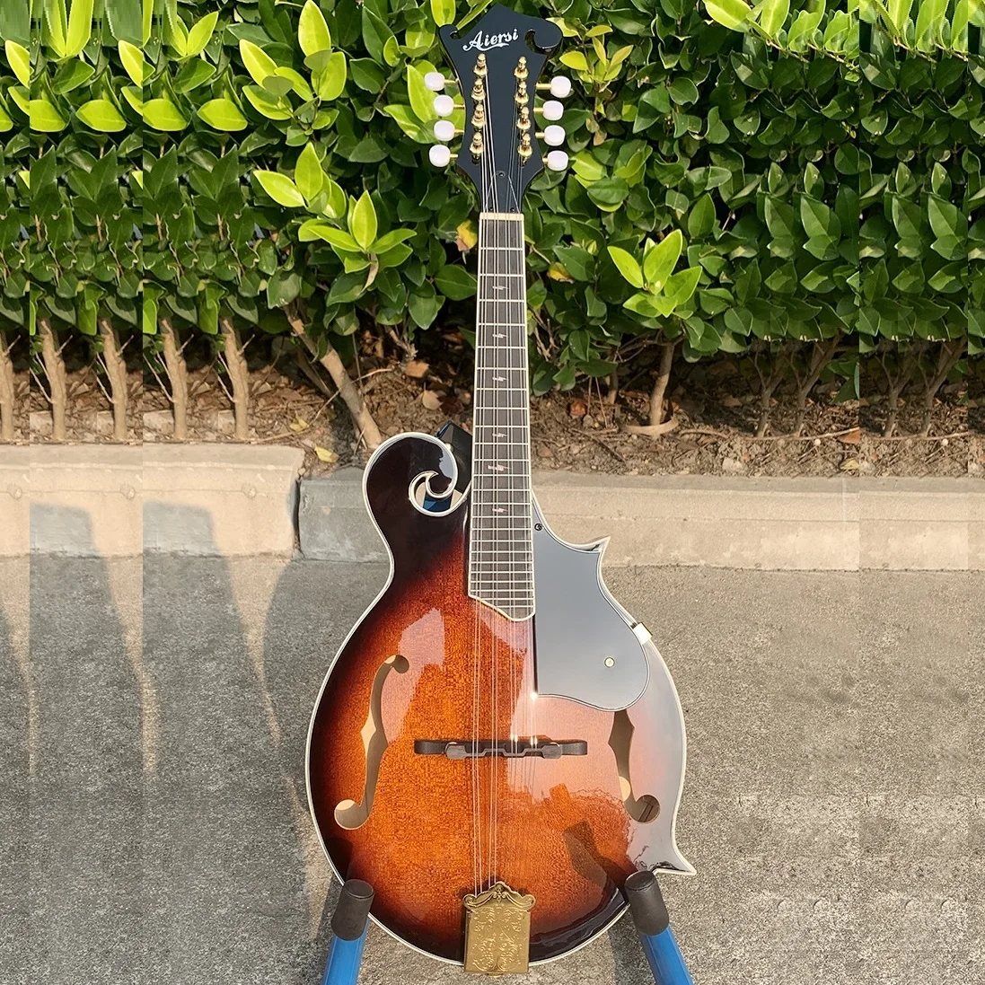 Handmade F-Style Archtop Acoustic Mandolin, Vintage Sunburst 8 Steel String Bluegrass Musical Instrument for Folk & Live Playing