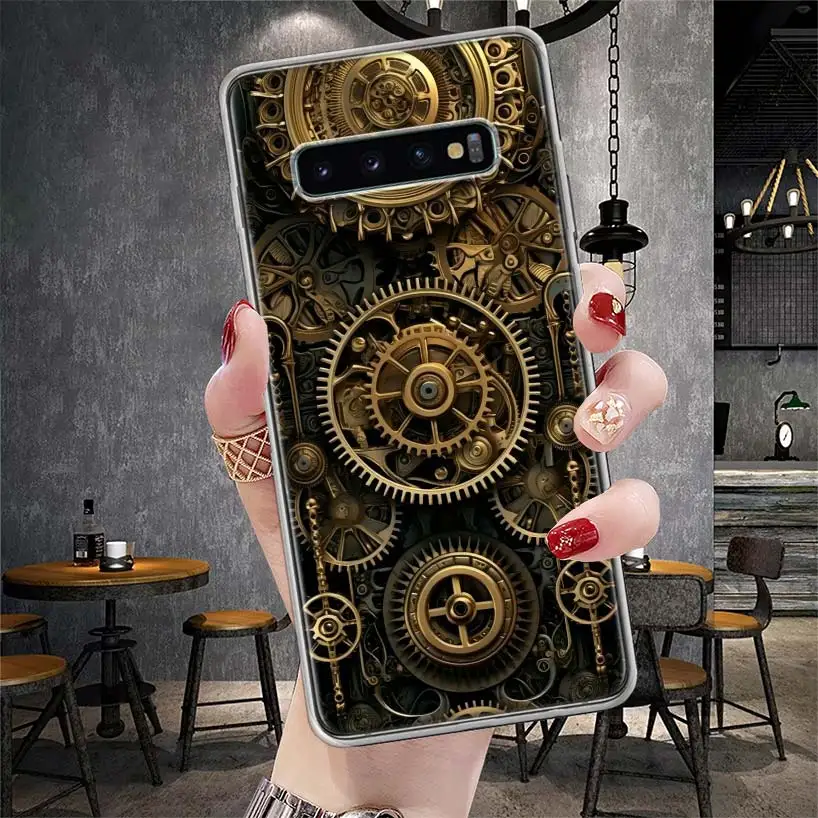 Steampunk Gear Mechanical Phone Case For Samsung Galaxy S21 S20 FE S22 S23 S24 Ultra S10 Plus S9 + S8 S10E Soft Cover Shell Coqu