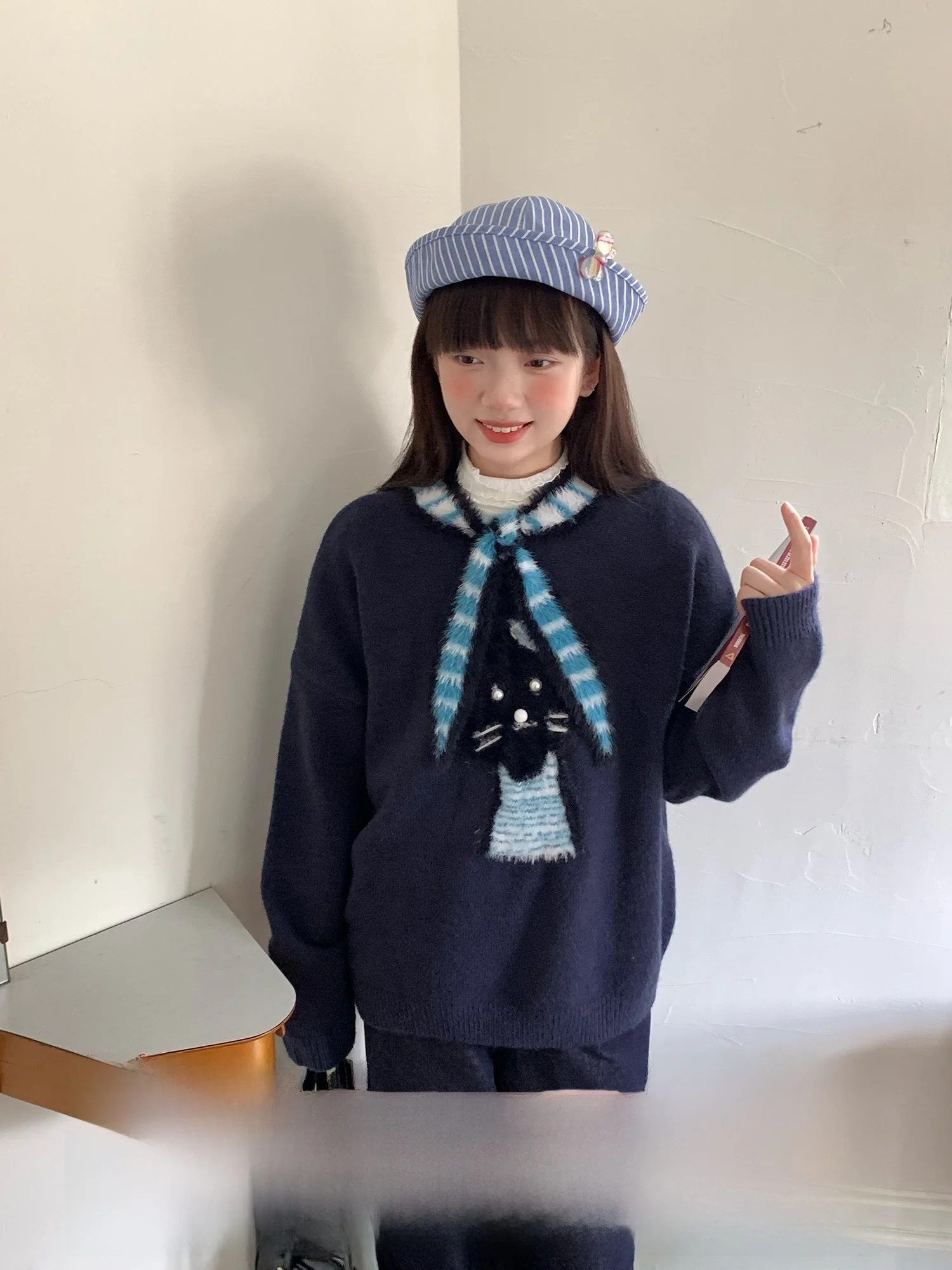 

Hey an Nai Nai Lazy Knitted Sweater Loose Long Sve Overhead Top for Women Autumn Winter Warm Retro Sle Fem Knit...