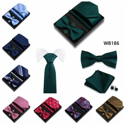Tie For Men Bowtie Set Cufflinks Handkerchief Box Gift Suit Set Accessories Necktie For Business Gift Man Wedding Wholesale