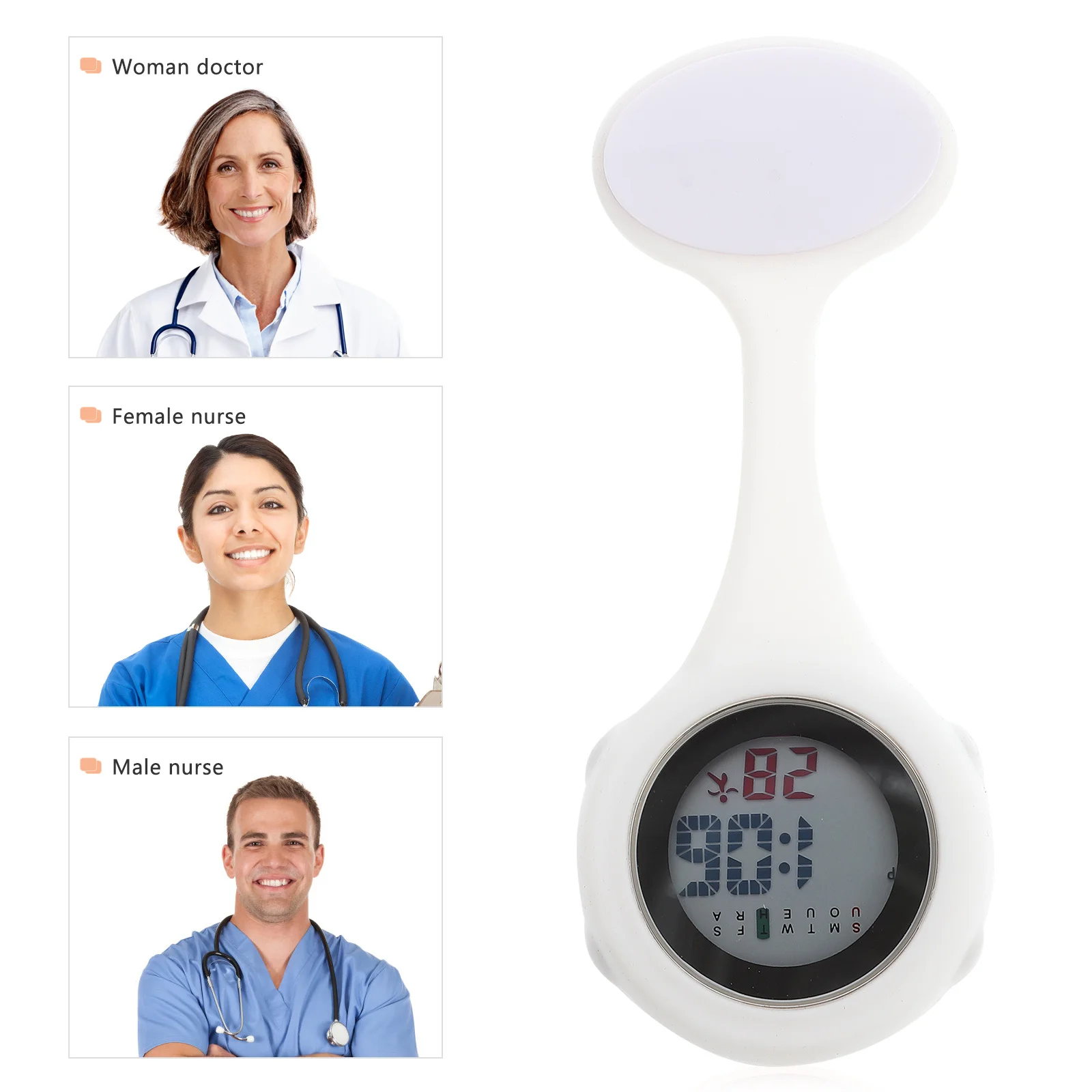 متعددة الوظائف دبوس تصميم سيليكون ممرضة معلقة جيب للأطباء قرص دائري انفصال خفيفة الوزن دائم ساعة طبية #4