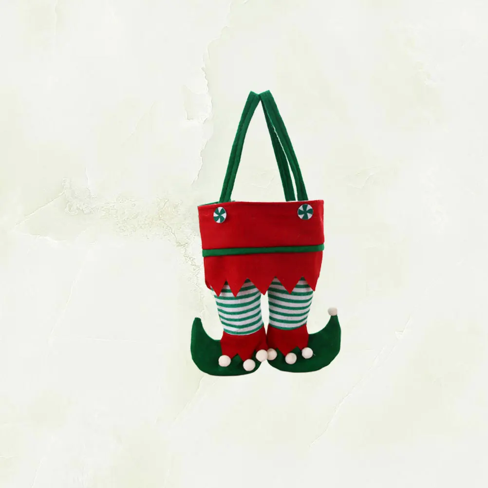 

Red Wine Bag Elf Pants Shape Non-Woven Fabric Handle Design Double Bottle Storage Christmas Gift Tote Red Wine Bag