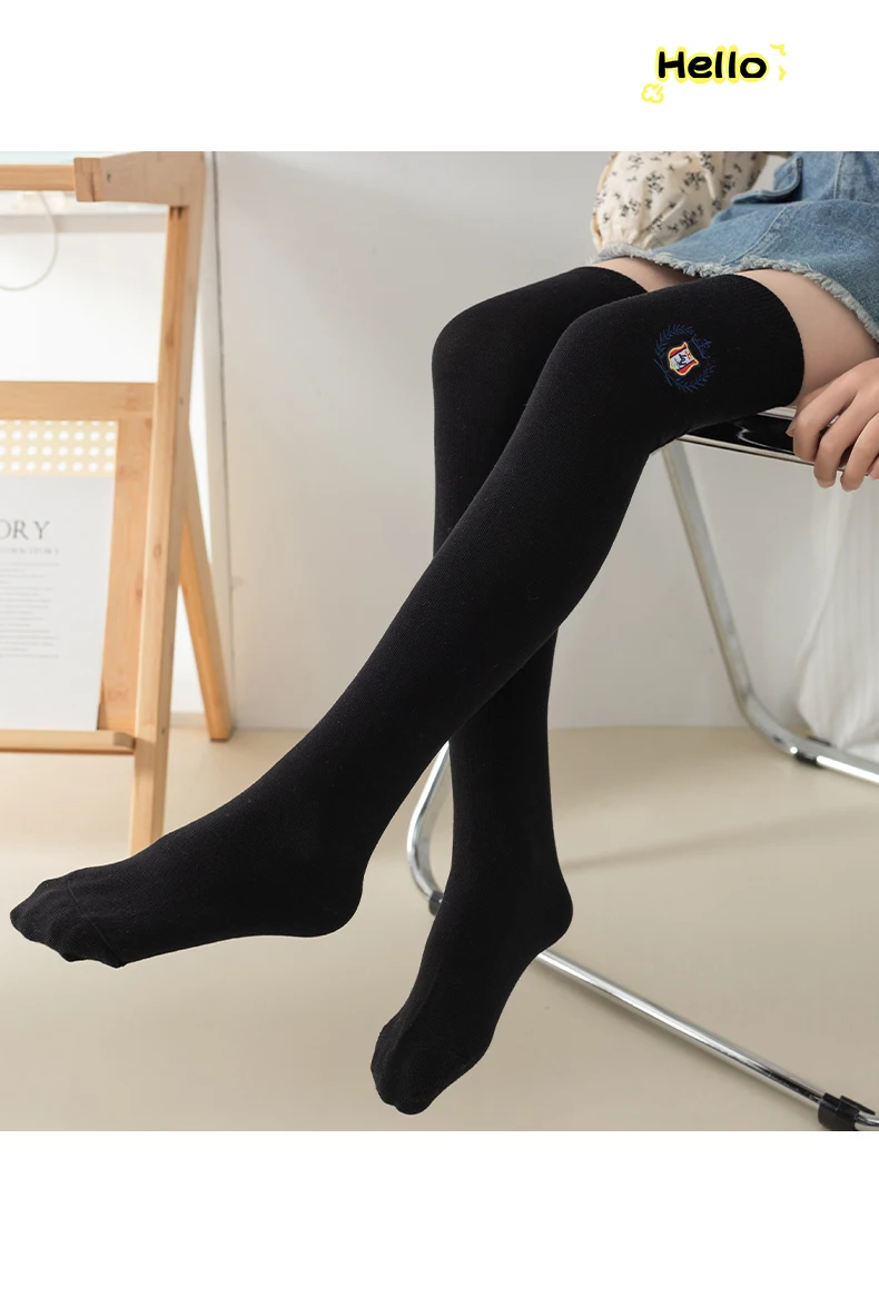 Baby Mädchen Baumwolle warm über dem Knie hohe Socken Prinzessin Baby bestickt Abzeichen jk lange Socke Anti-Pilling Kinder Studenten Strümpfe – Detail 12