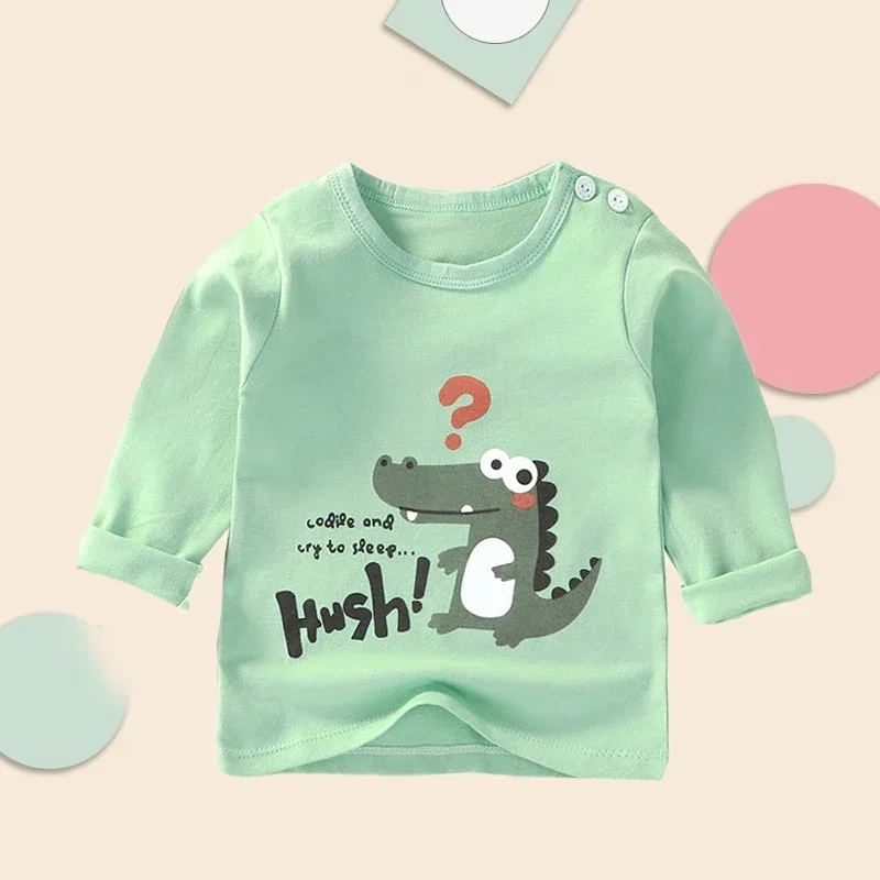 Camiseta con estampado de dibujos animados para niños y niñas, ropa de manga larga para bebés, sudadera de algodón para Otoño e Invierno