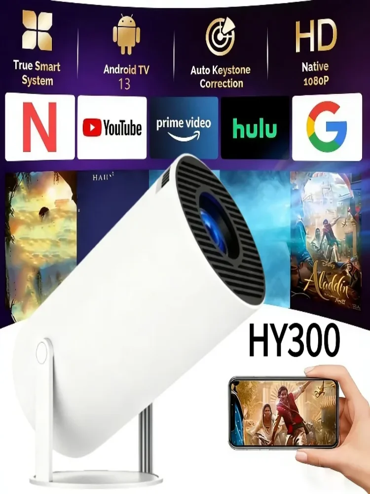 Hete Aanbieding Projector 4K Android 11 HY300 Wifi6 260ANSI Allwinner H713 BT5.0 1080P 1280*720P Cinema Buiten Portable Projectors - afbeelding 2