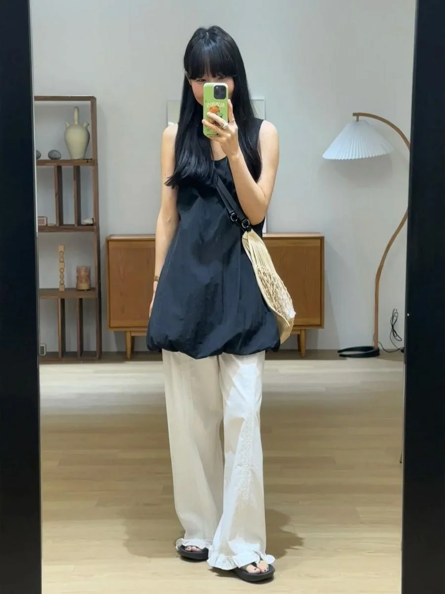 

Wide Leg Pants Women High Waist Slimming Lace Embroidery Loose Casual Long Trousers Wood Grain Cotton Blend