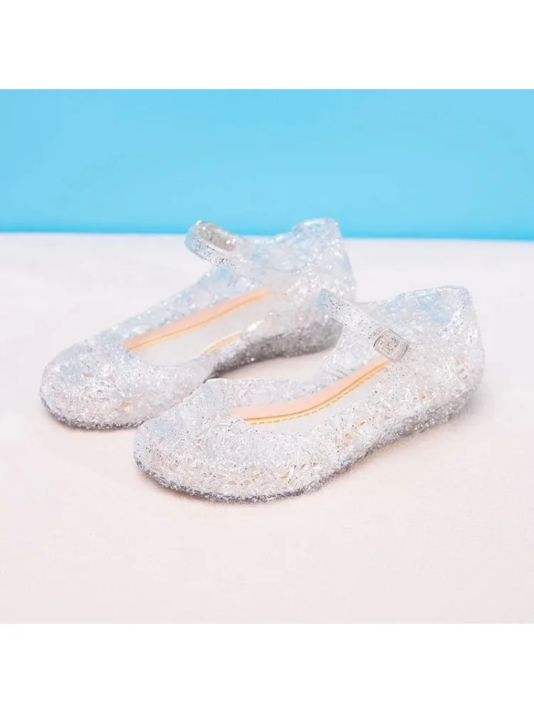 Filles chaussures de princesse à talons bas enfants nouvelles sandales d'été filles chaussures de gelée en PVC chaussures en cristal cendrillon enfants sandales à talons inclinés