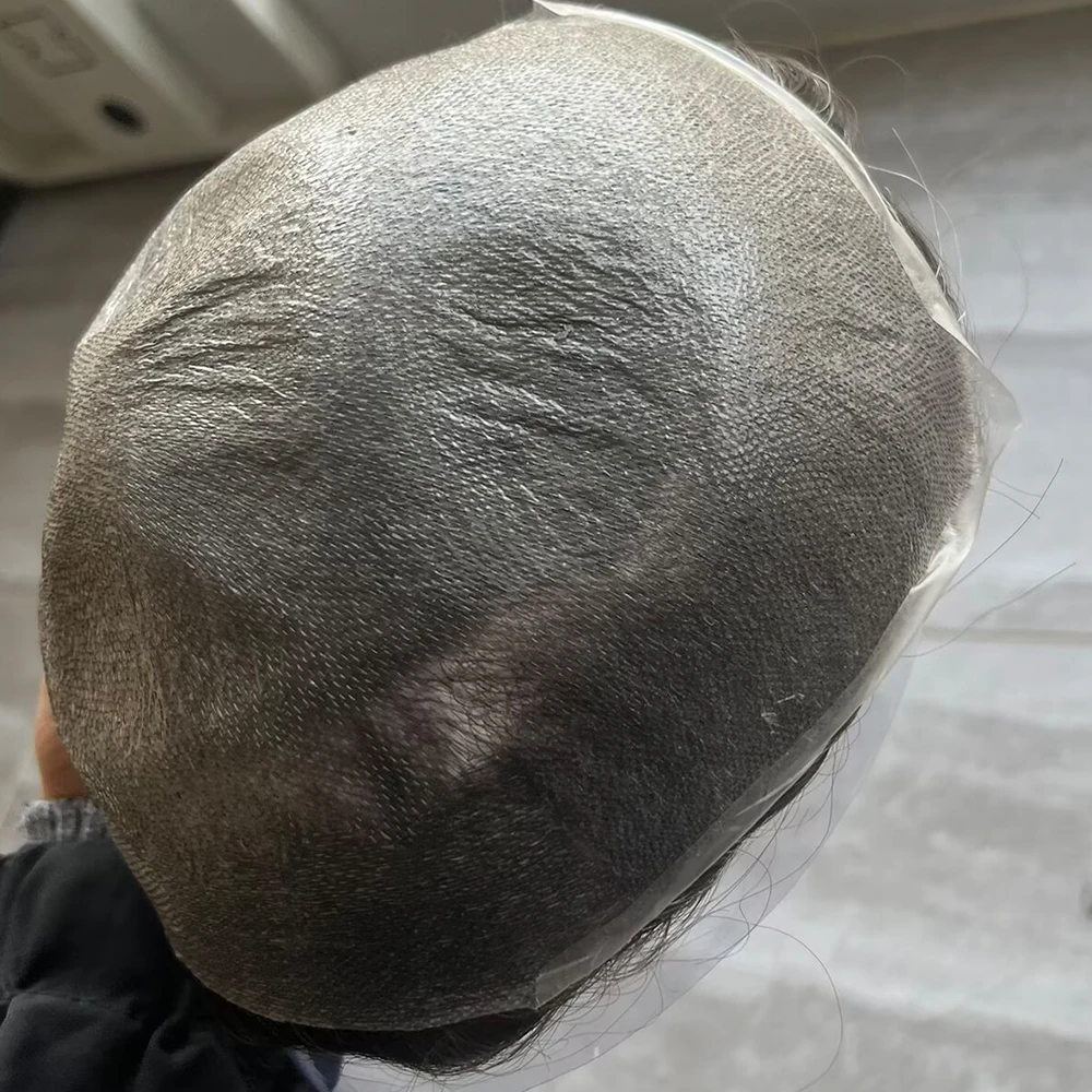 Natürliches Haar 1b80 # 230 # Haarersatzsystem 90% Dichte Leichtgewicht 0,02mm Superdünne Haut Unsichtbarer Natürlicher Haaransatz Toupet – Detail 3