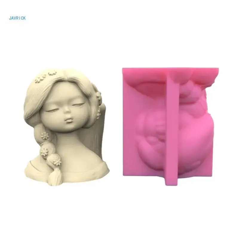 

Homemade Succulent Plant Pot Silicone Mold Planter Mold Side Hair Girl