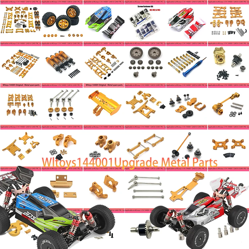 

Wltoys 144001 124016 124017 124019 Upgrade Set Housing Pillar Tail Bumper Central Drive Shaft Wave Box Tire Metal Parts