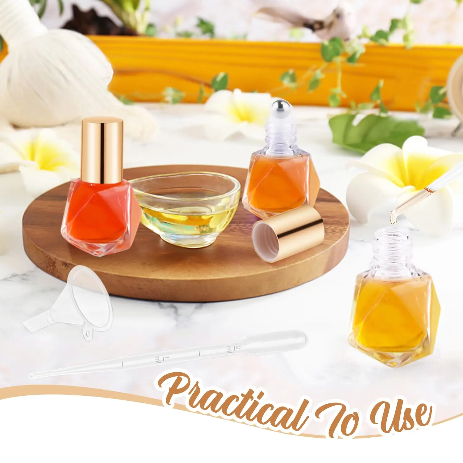 30 قطعة 8 مللي زجاجات دوارة للزيت العطري زجاجات مضلعة زجاجية قوارير مستحضرات التجميل الفارغة حاويات مع كرات دوارة من الفولاذ المقاوم للصدأ