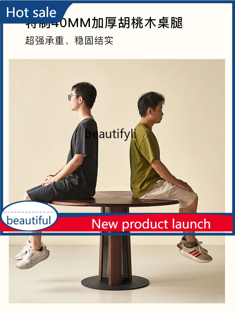 

cqy Dining Table North American Black Walnut Solid Wood Folding Round Square Table Home Vintage Dining Table