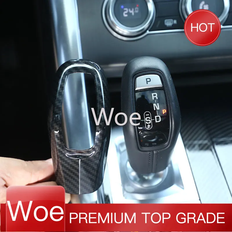 Woe For Jaguar E PACE 2018-2019 ABS Matt black/carbon fiber Car Gear Shift Head Cover Trim  sticker Auto Accessories（5 color）