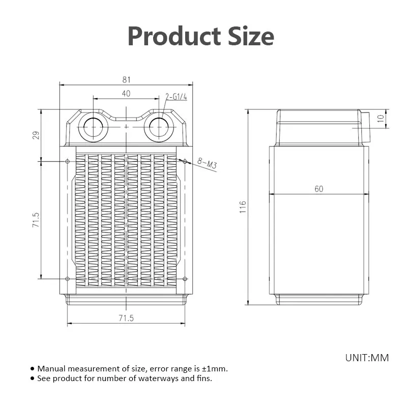 OCOCOO-Radiador de cobre de 80mm, Mini ventilador de 80mm, Enfriador de agua para ordenador, teléfono, procesador, sistemas de bricolaje, accesorios de modelado para PC CRT80T