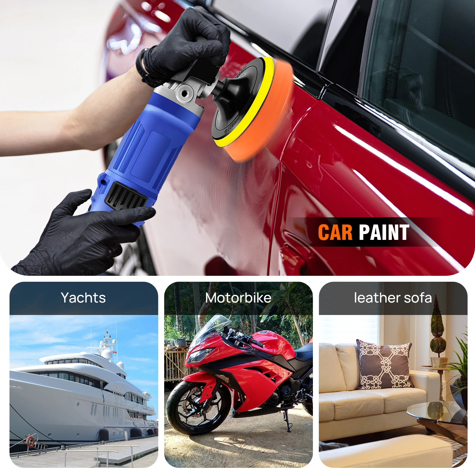 DayPlus Polisher Buffer 5000W Car Furniture Polishing Machines Electric Polisher Kit Rotary Car Polishers and Buffers 6 Speed