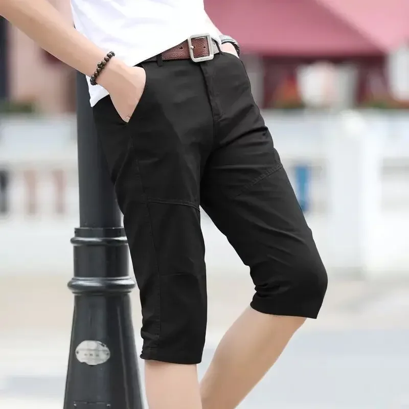 2024 nuovi uomini moda estate cotone sottile dritto Slim Fit pantaloncini Fitness uomo Business Casual pantaloncini tinta unita W226