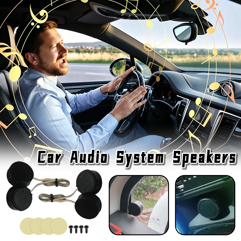 

4pcs 12V 500W Universal Black Dome Tweeter Speakers High Frequency Mini Tweeters for Car Audio System