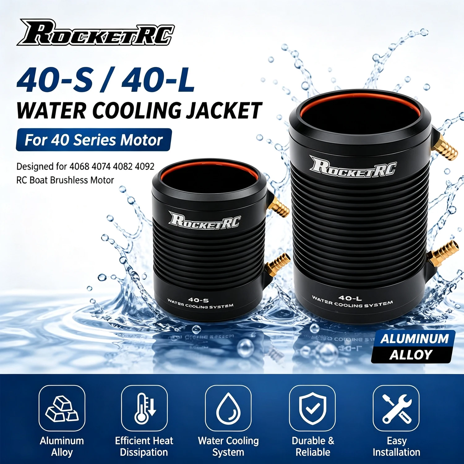 SURPASS HOBBY Rocket 40-S 40-L Water Cooling Jacket Cover for 4068 4074 4082 4092 Brushless Motor RC Boat Traxxas Upgrade Parts