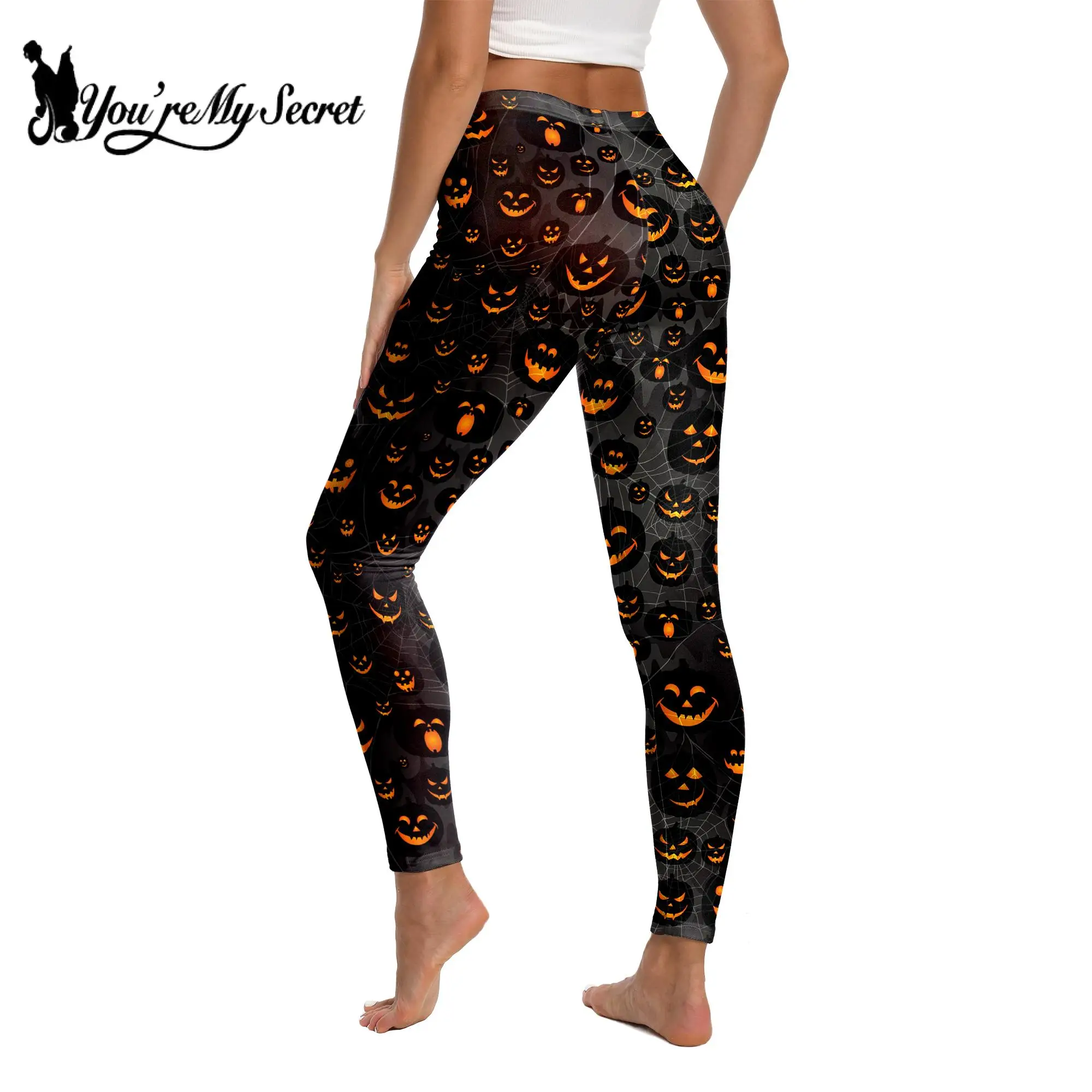 You\'re My Secret-Legging Feminina Estampada de Halloween, 12% Elastano, Calças Elásticas, Calças Femininas Apertadas, Fitness Fino, Cintura Alta