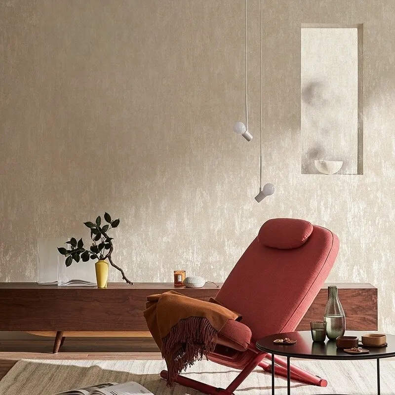 

Vintage French Style Non-Woven Wallpaper Simple Solid Color Breathable Textured Wallcoverings for Living Room Bedroom Kitchen