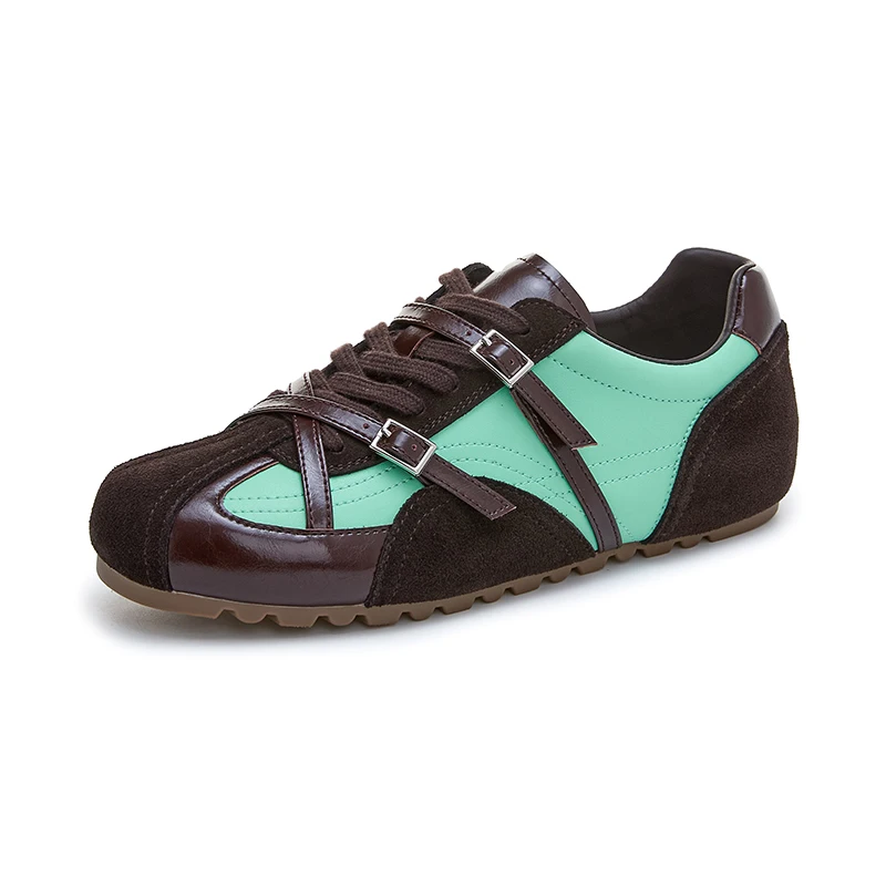 CICIYANG Women's Sneakers Shoes Genuine Leather German Training Shoes 2026 Autumn New Casual Color Blocking Female Hiking Shoes