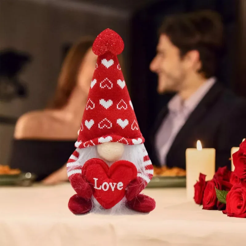 Valentine's Day Faceless Gnome Doll Ornaments Cute Red Love Rudolph Plush Doll Toy Wedding Anniversary Couple Gift Home Decor