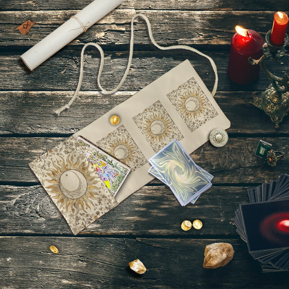 Sun Creative Storage Bag Used For Tarot Card Storage Flower Decoration Storage Bag Astrological Ritual Decorative Fabric