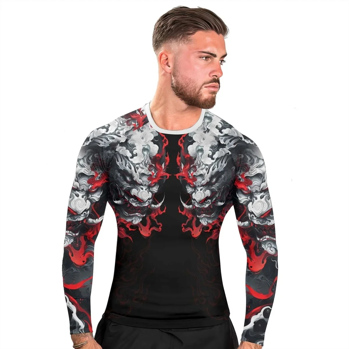 

Мужская быстросохнущая компрессионная рубашка Hellstorm Demon с длинными рукавами в стиле ретро викингов UPF50 + для фитнеса и тренировок джиу-джитсу