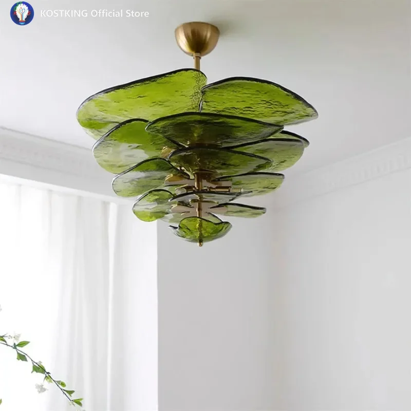 

Муранская люстра в виде листьев лотоса, потолочная люстра для гостиной, спальни, вестибюля отеля, художественное украшение дома, многоцветный подвесной светильник с цветком