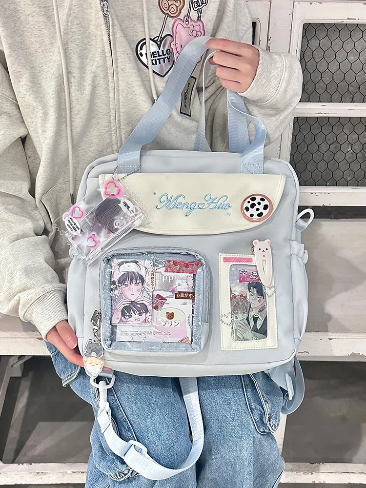 حقيبة ظهر يومية أصلية على طراز الكلية حقيبة كروس شفافة في الحرم الجامعي حقيبة ذات سعة كبيرة للسيدات