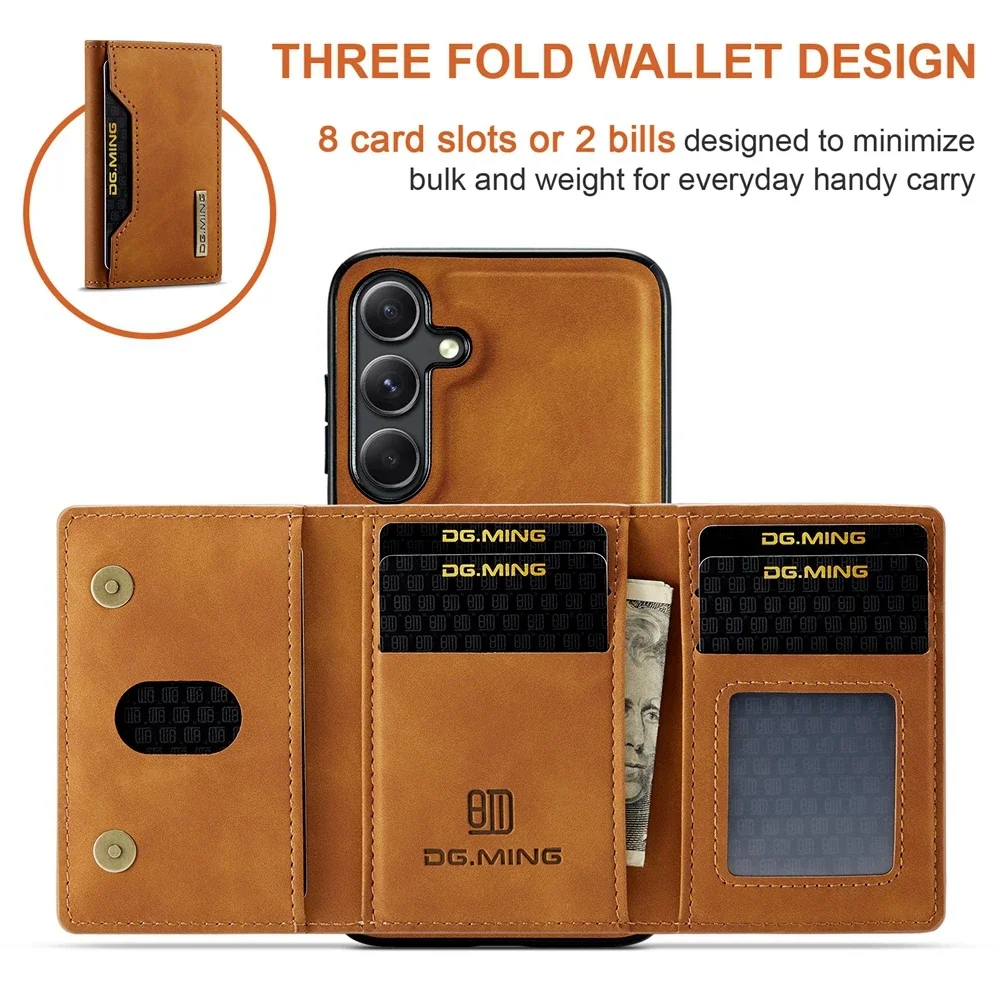 Detachable 2 in 1 Leather Wallet Phone Case for Samsung Galaxy S24 S23 Ultra S22 S21 Plus A55 A54 A24 5G Cards Slot Phone Cover