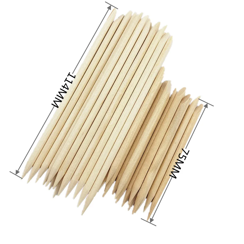 Icey 100pcs Beauty Wooden Sticks 75MM Nail Orange Wooden Sticks Drill Sticks Nail Piercing Small Wooden Double Heads